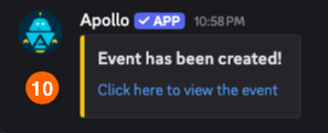 A screenshot shows the created event.