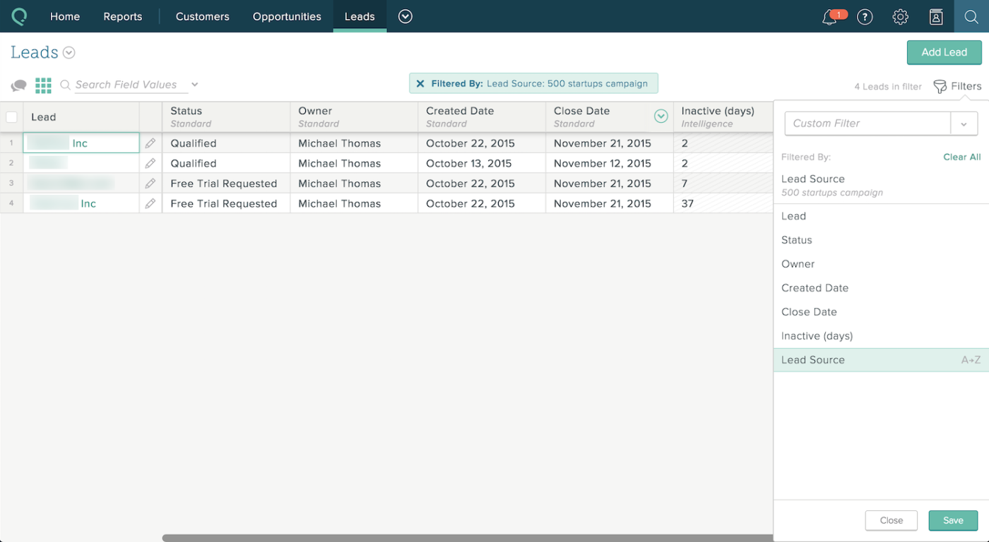 SalesforceIQ Unqualified Leads