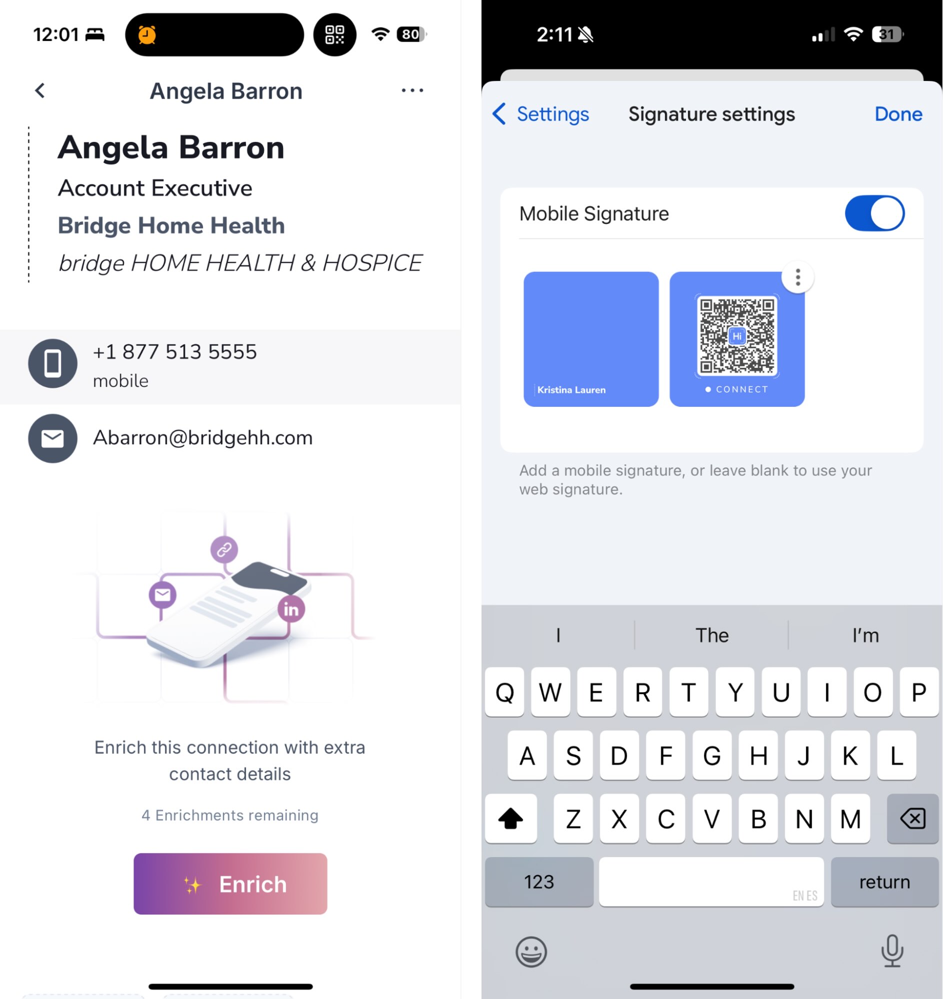 HiHello, our pick for the best business card scanner app for customization