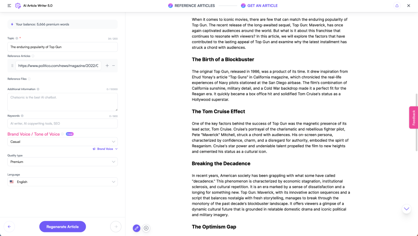 Writesonic, our pick for the best AI writing generator for GPT-4 content