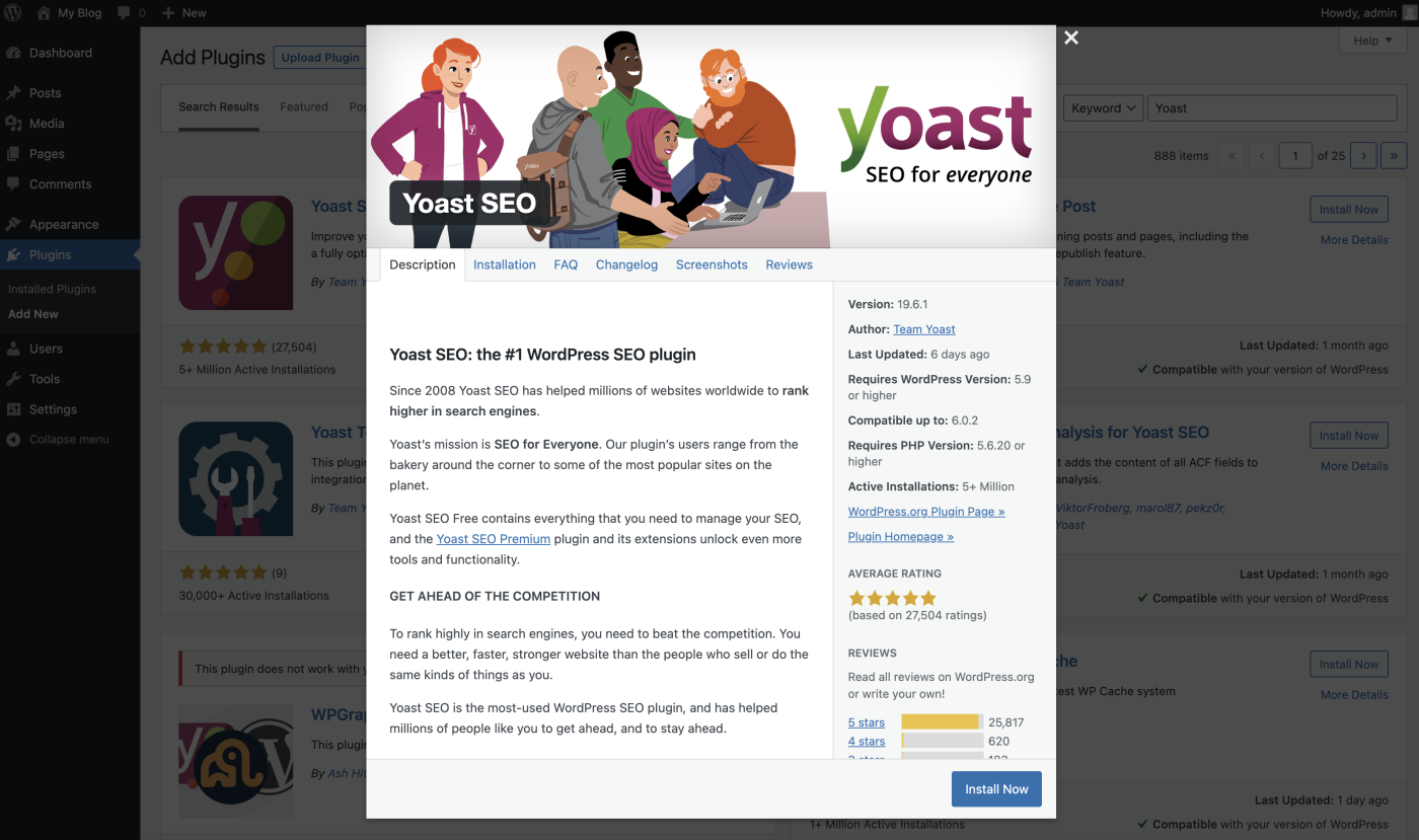 Screenshot of Yoast plug-in