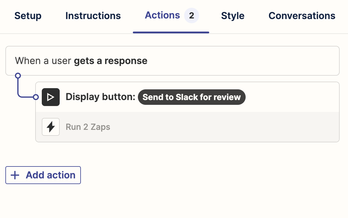 Screenshot of setting up button