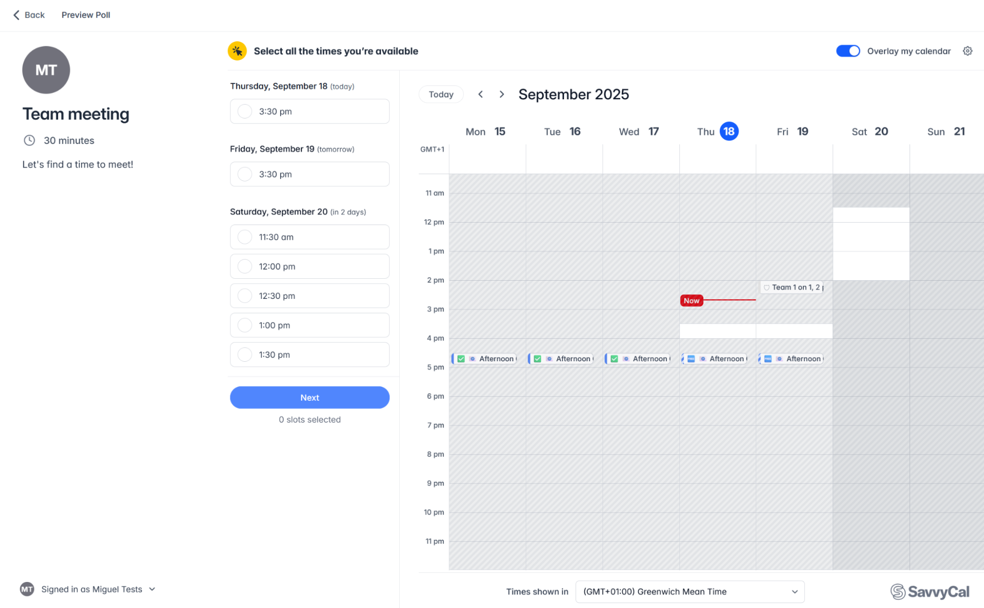 SavvyCal, our pick for the best meeting scheduler for mixing polling with a standard scheduling tool