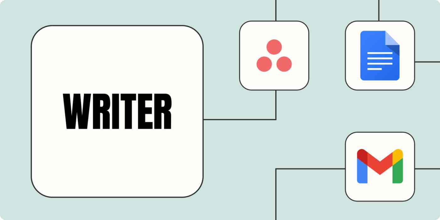 The header image for an article on the Zapier blog about automating Writer, the AI content generation platform.