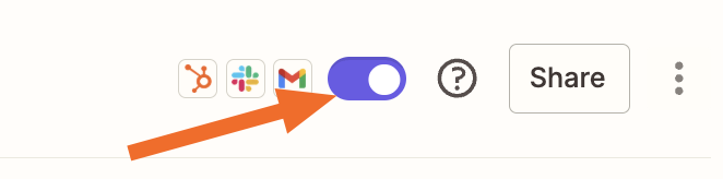 Toggle an Agent on in the upper right corner of the window