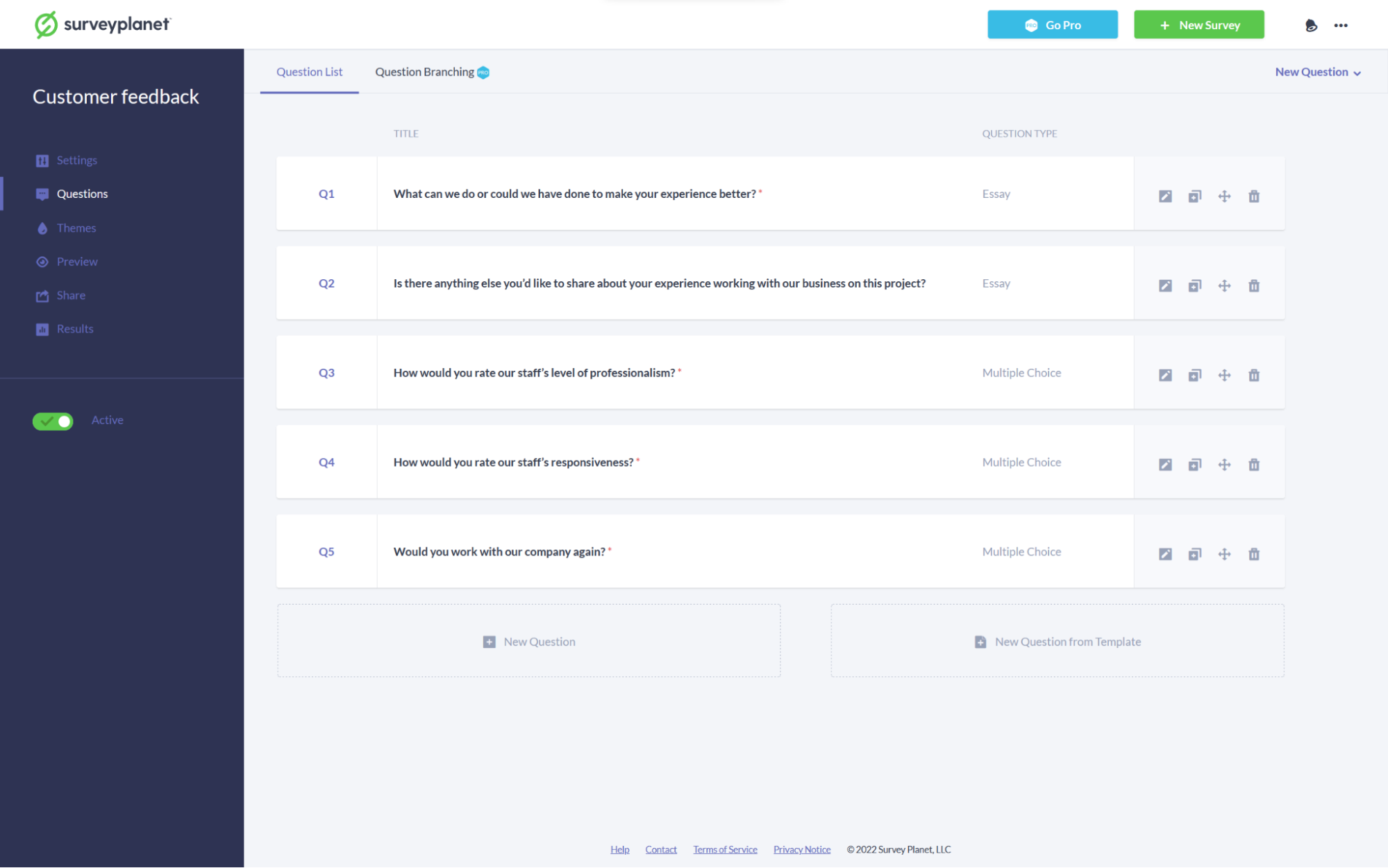 SurveyPlanet, our pick for the best free survey maker for using question templates