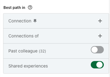 Shared experiences toggle in LinkedIn Sales Navigator