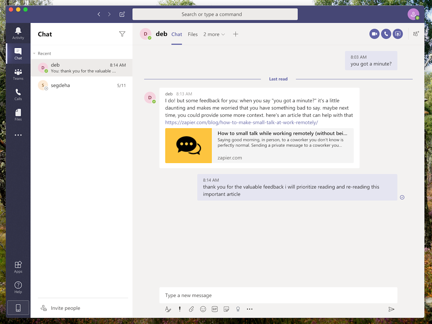 Direct messaging in Microsoft Teams