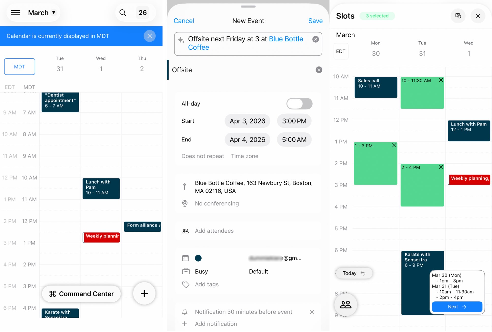 Vimcal, our pick for the best iPhone calendar app for teams