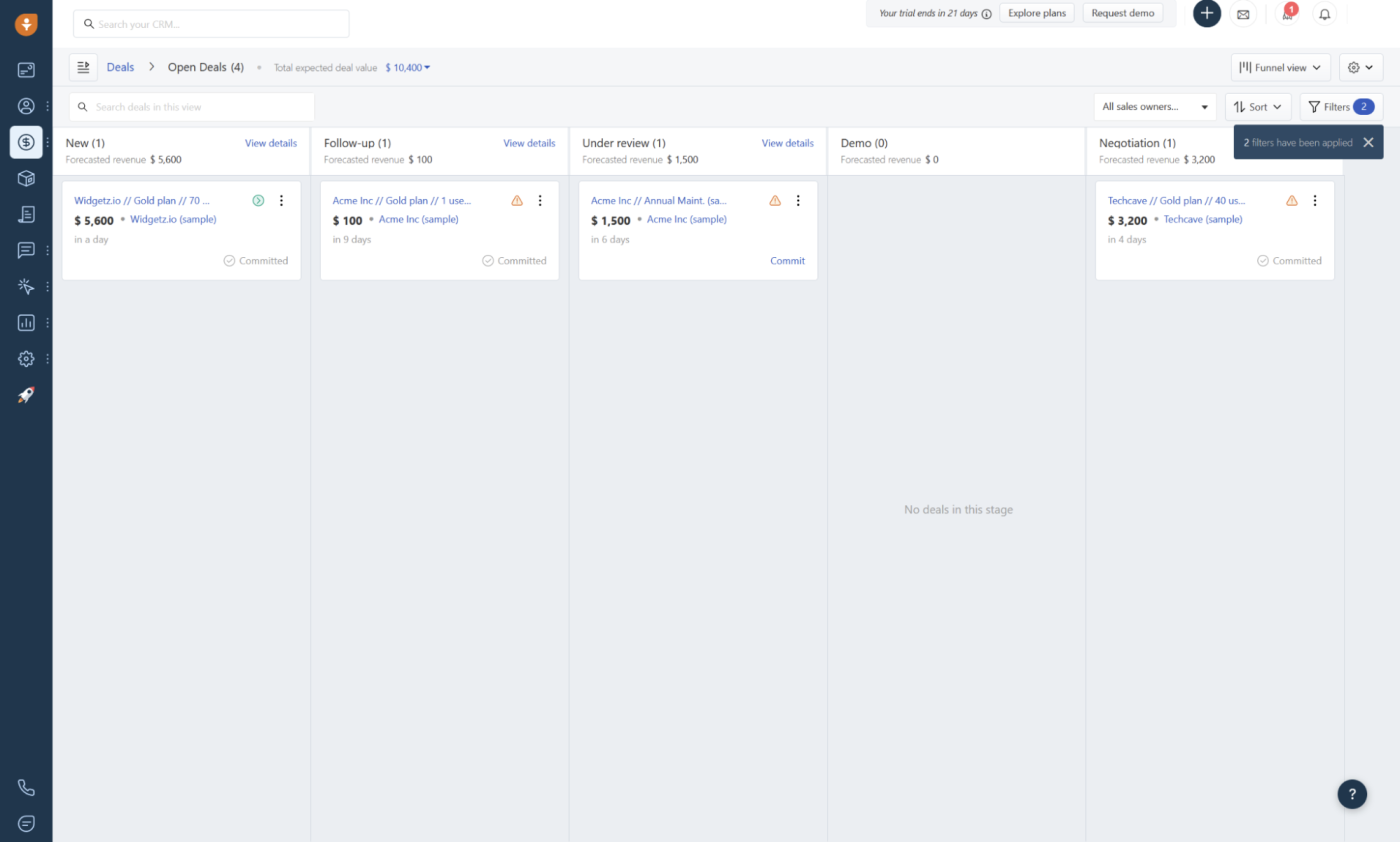 Freshsales, our pick for the best simple CRM for small business