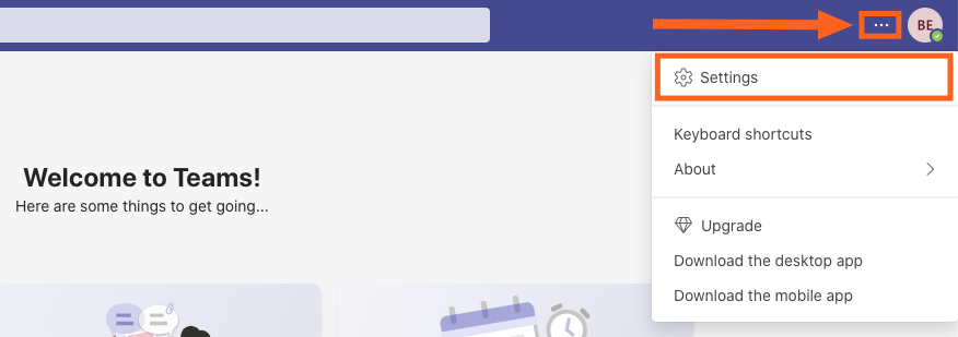 Screenshot of profile icon on dashboard of Teams 365 desktop