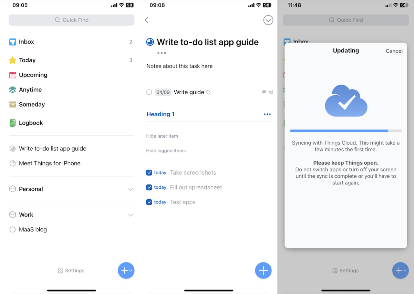 Things, our pick for the best iPhone to-do list app for managing complex goals and projects