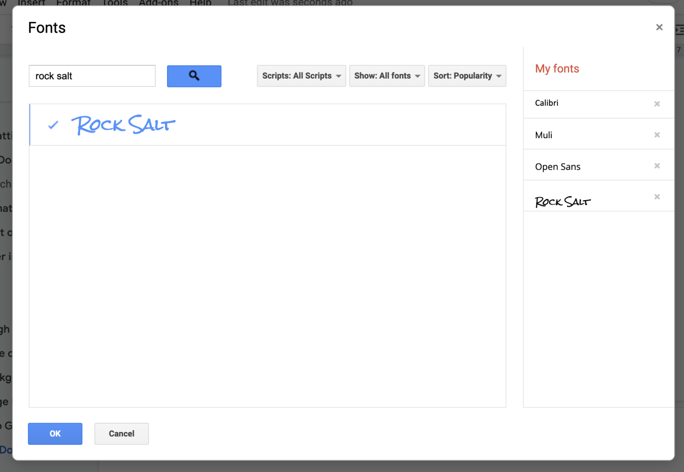 How to view different fonts and a list of your fonts in Google Docs.