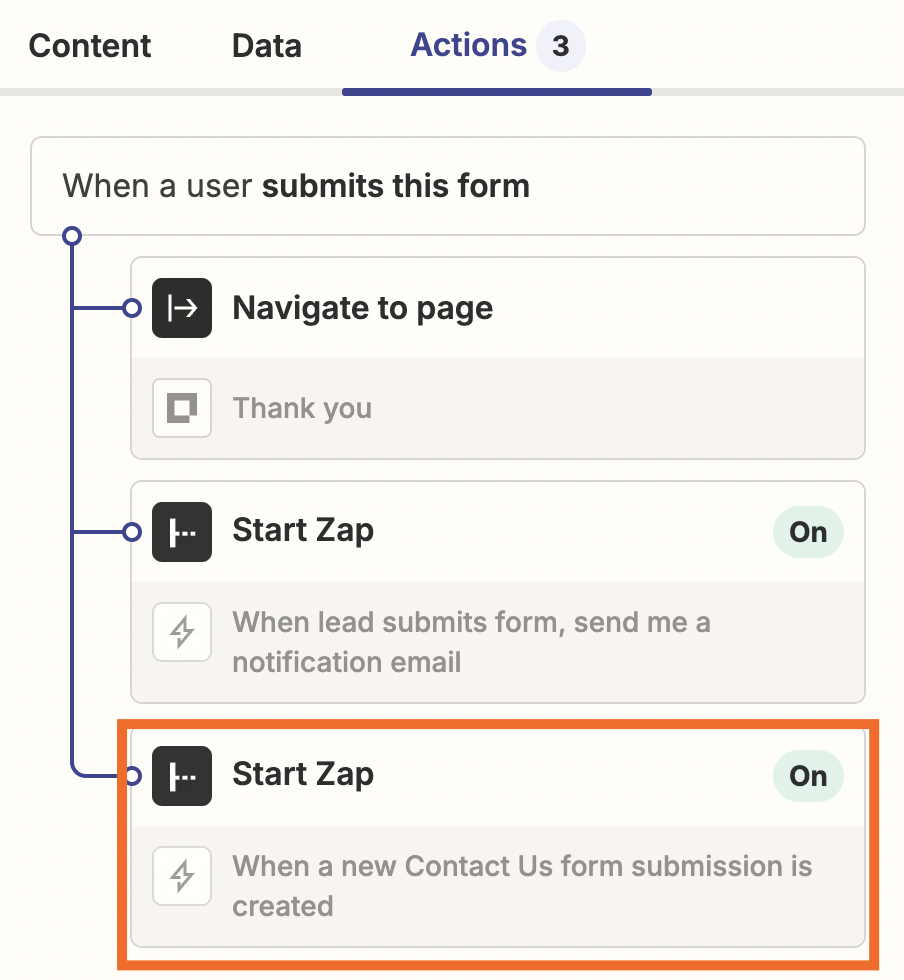 Screenshot of start zap option