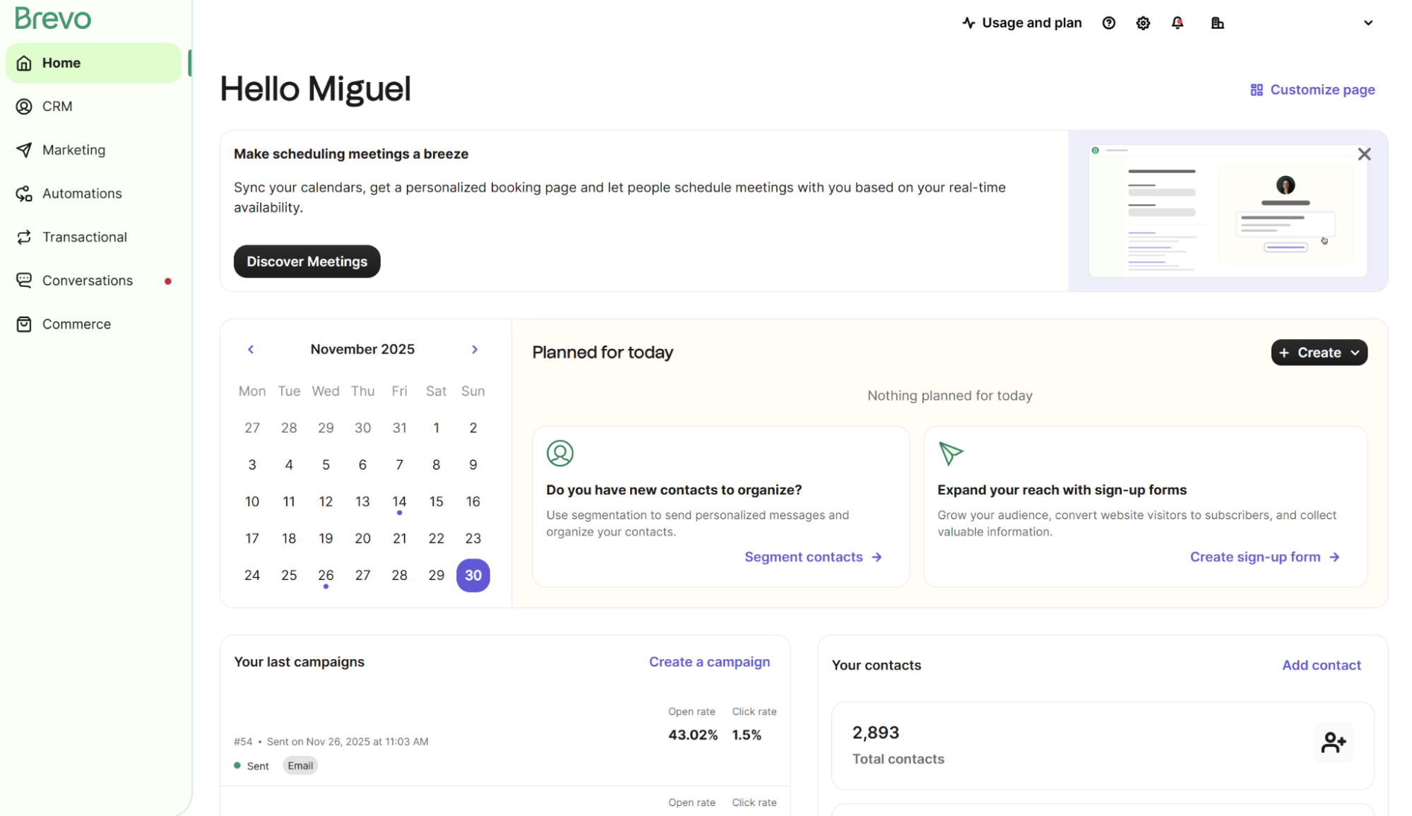 Brevo, our pick for the best free CRM for free daily email sends