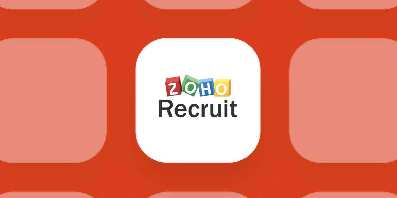 Hero image for app of the day with the Zoho Recruit logo on a red background