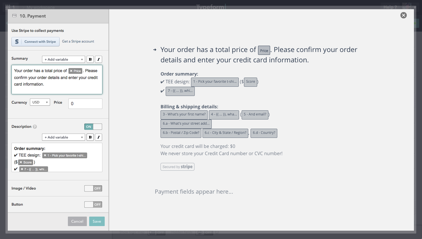 Set your form payment settings