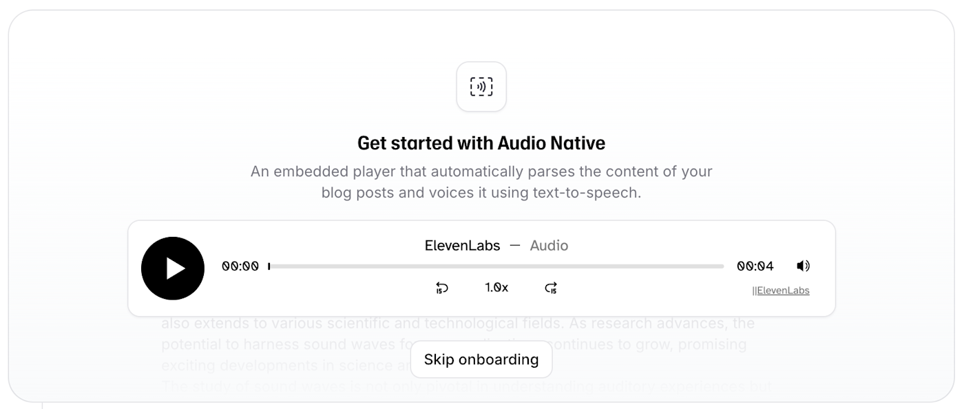 The Audio Native feature in ElevenLabs