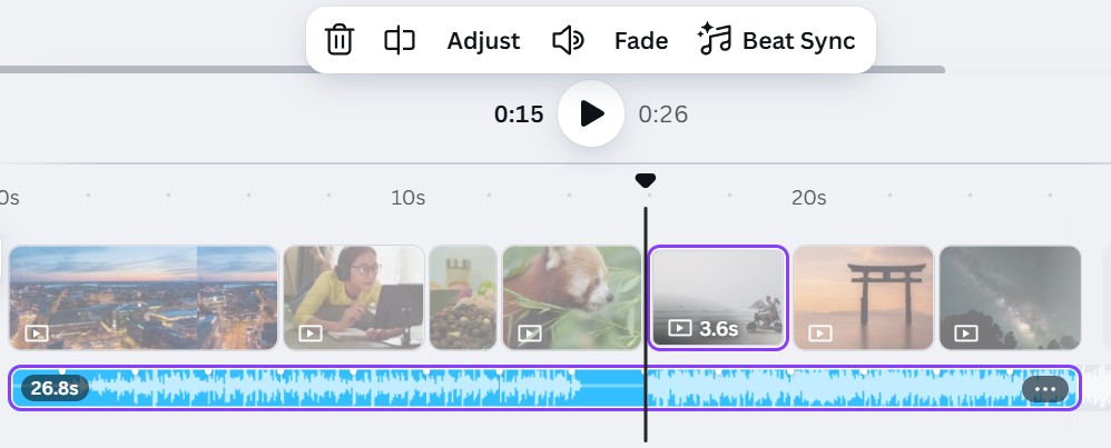 The Beat Sync option in Canva AI