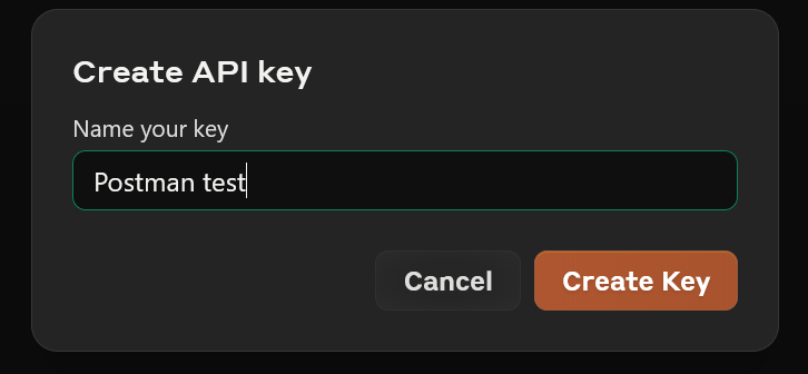 The Create Key button to create a Claude API key