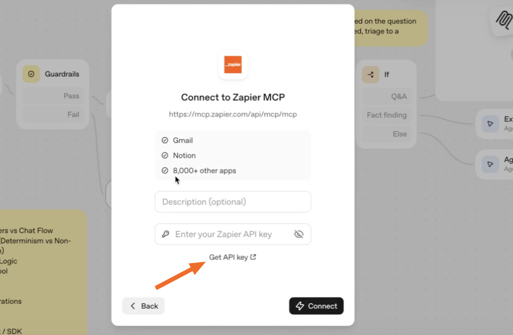 Clicking Get API key in OpenAI Agent Builder