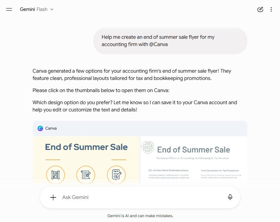 Using connected apps in the Gemini web app