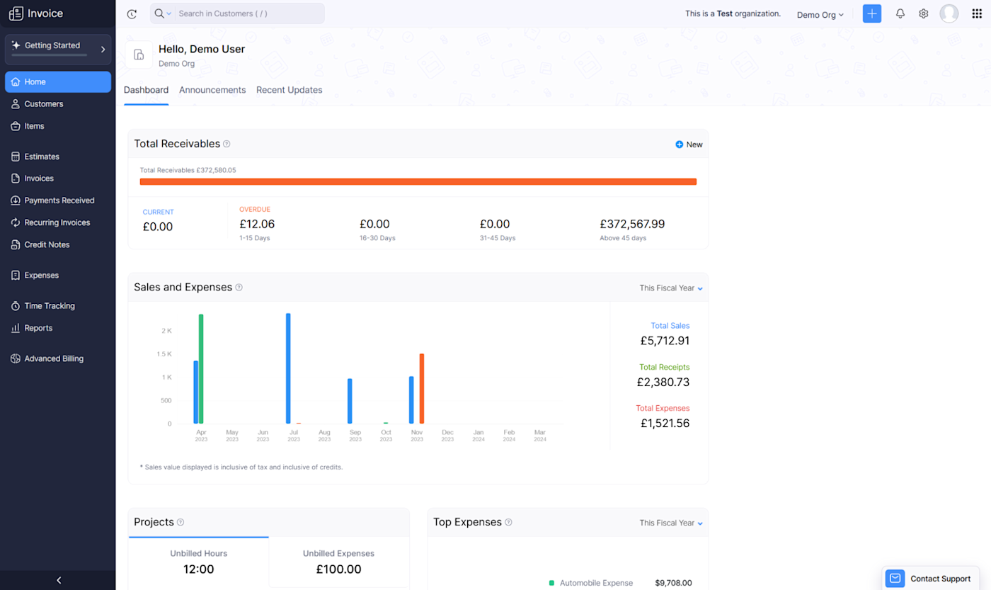 Zoho Invoice, our pick for the best free invoicing app