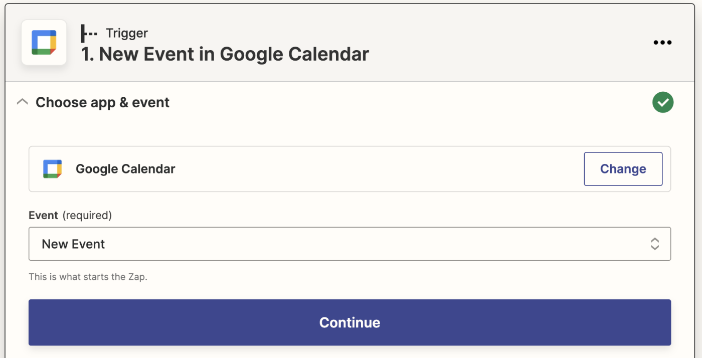 Choose Google Calendar as your trigger app