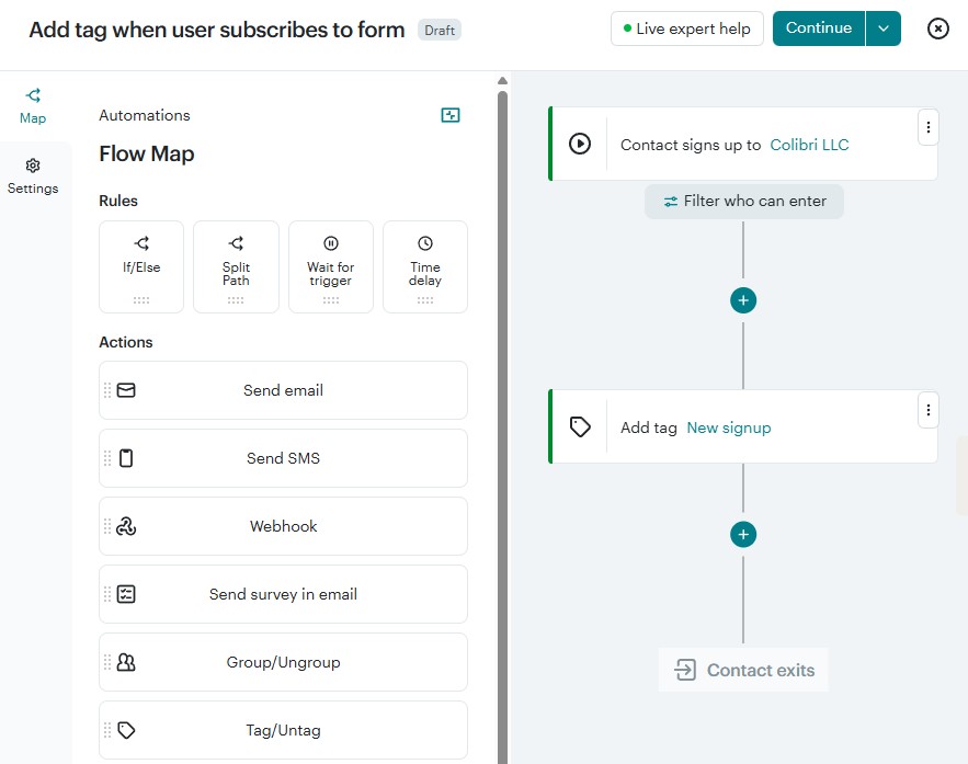 Mailchimp's automation feature