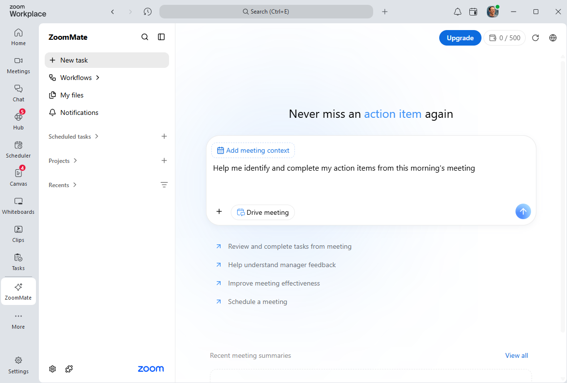 The ZoomMate AI assistant