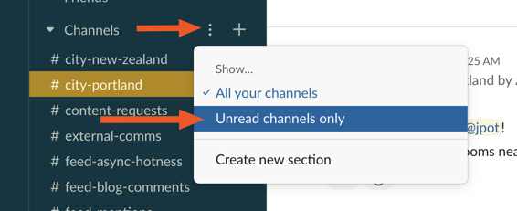 Show only unread channels in Slack