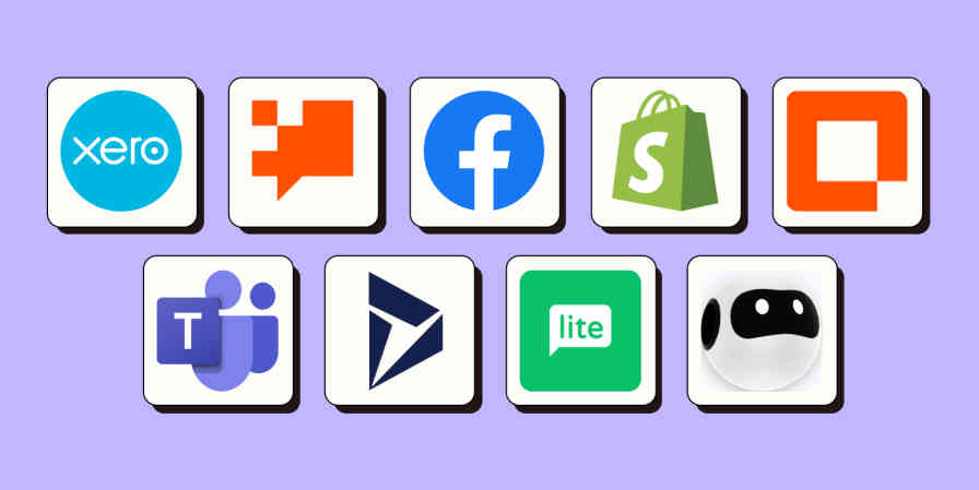 Hero: Logos of updated Zapier app integrations.