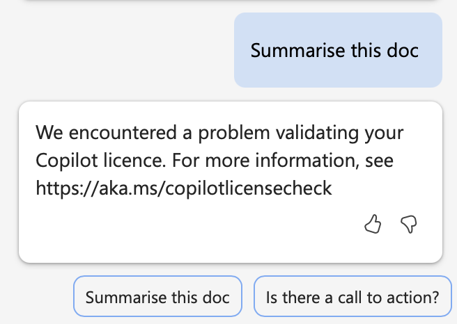 The error message from Microsoft Copilot