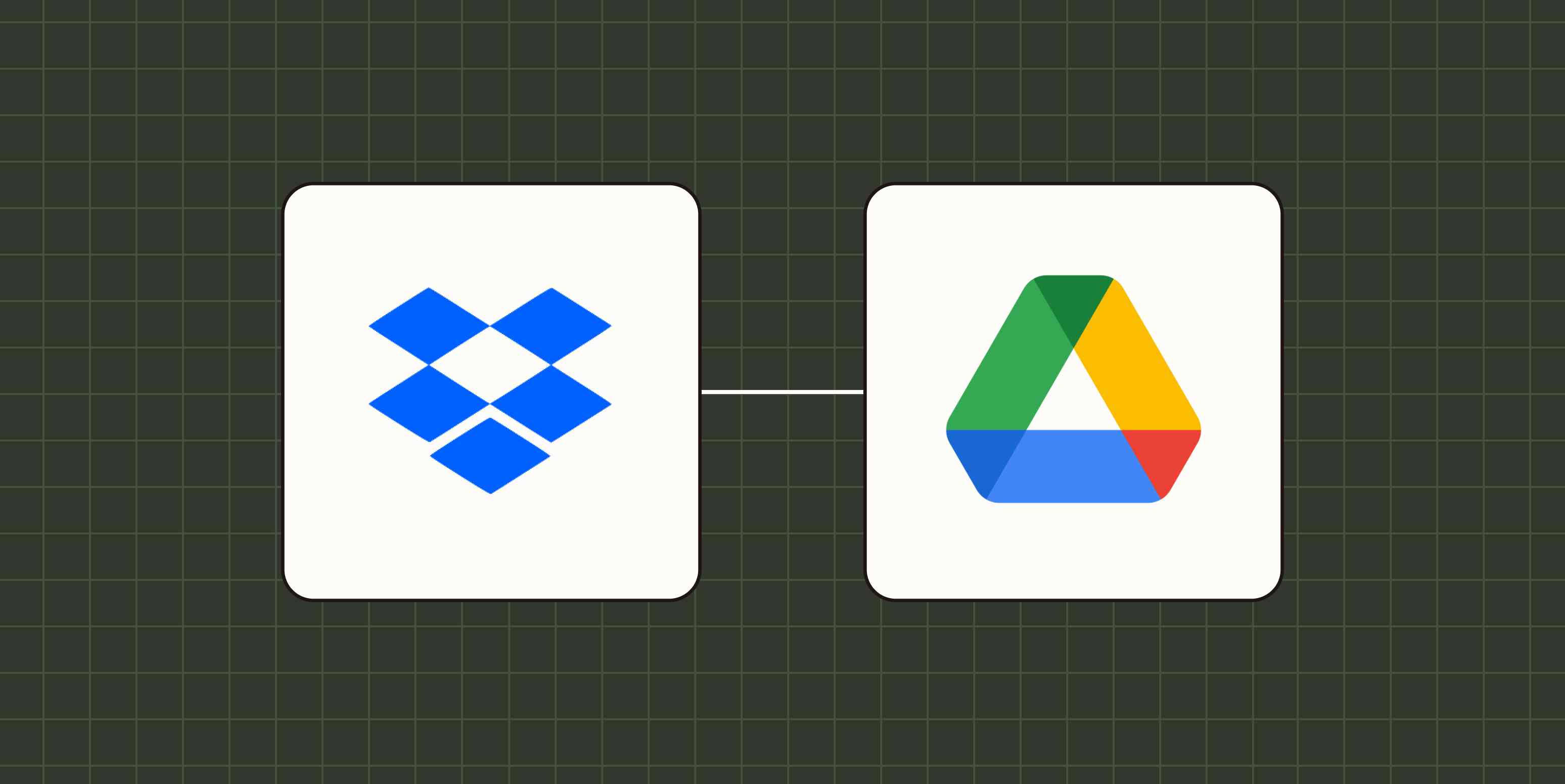 Side-by-side view of two app logos: Dropbox and Google Drive.