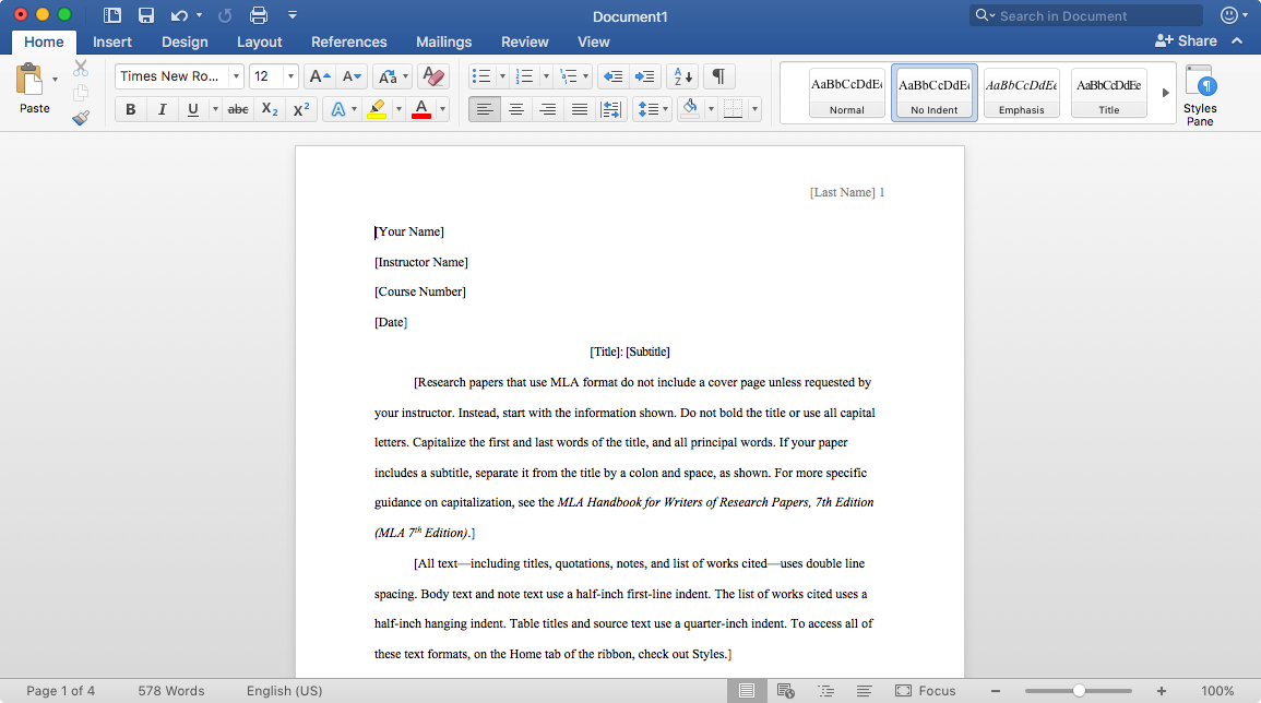 Microsoft Word Screenshot