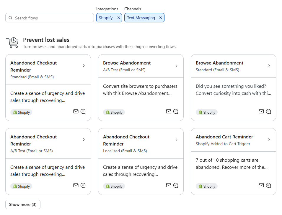 Klaviyo's automation templates