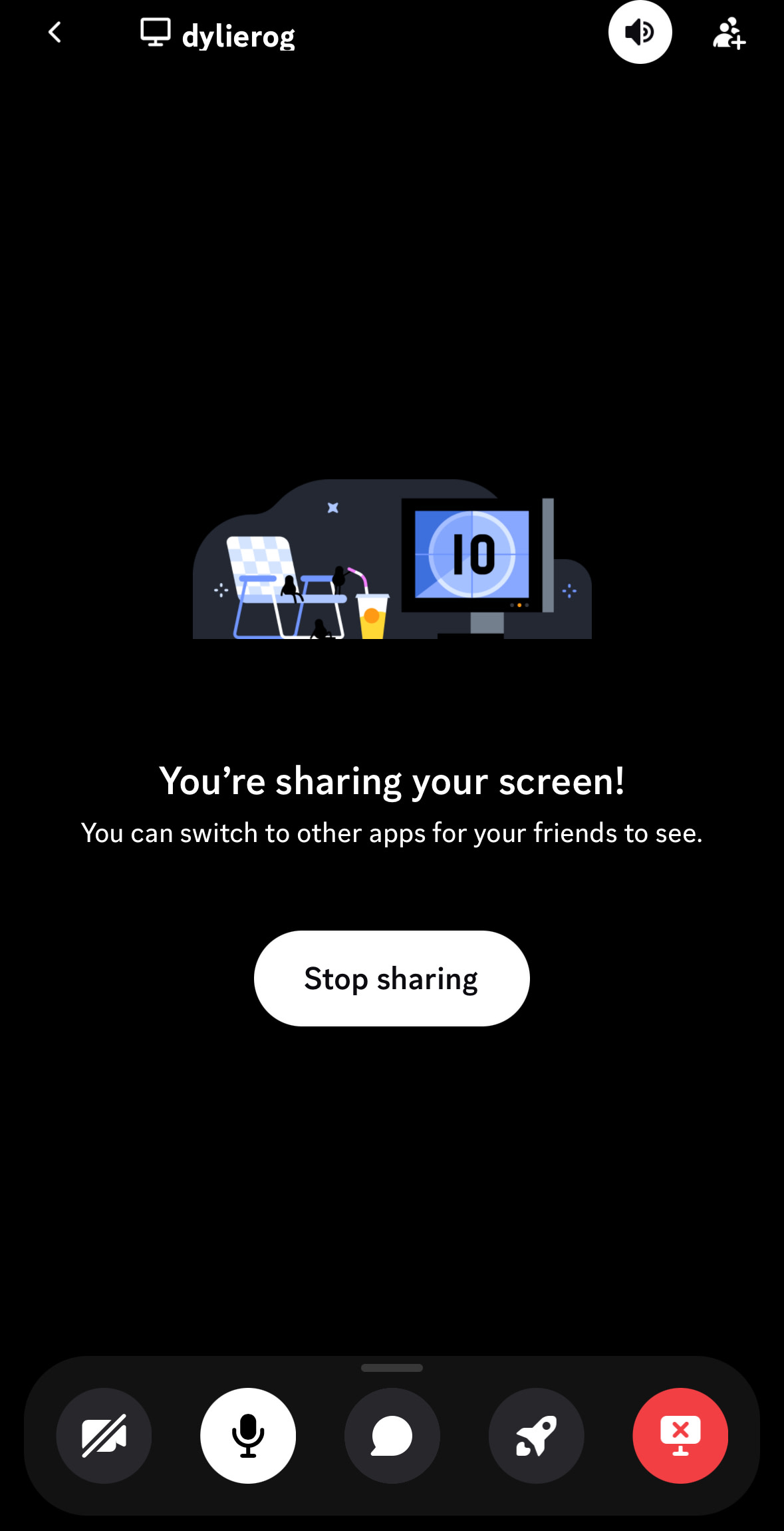 Image showing how to stop sharing your screen on Discord mobile