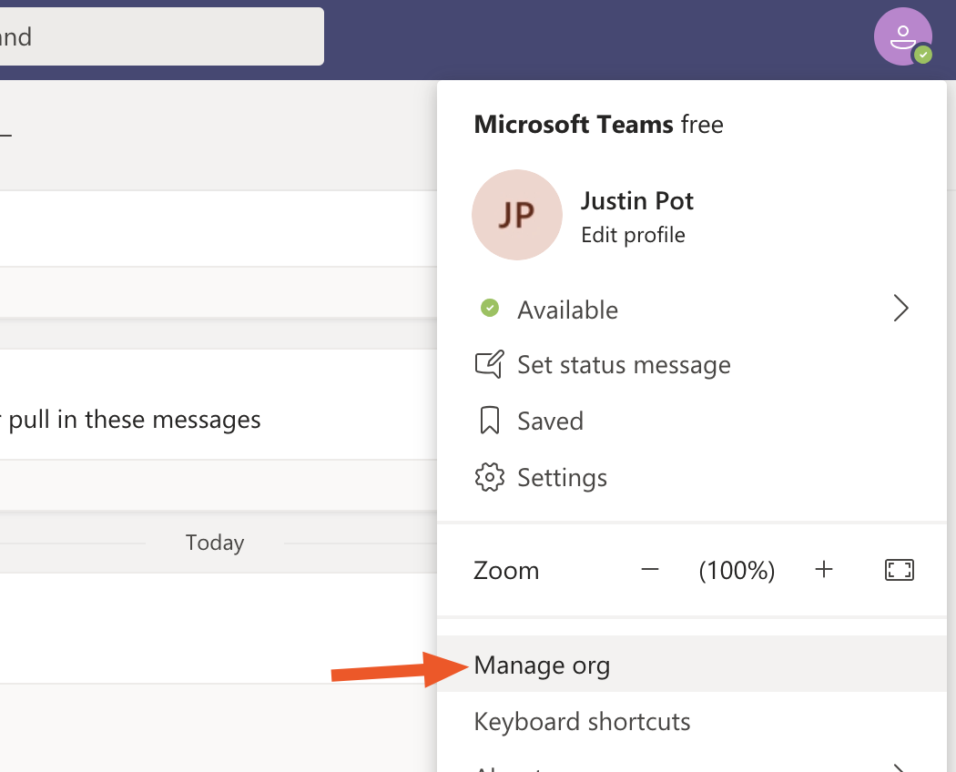 Manage org in Microsoft Teams