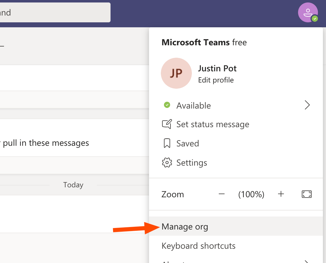 Manage org in Microsoft Teams