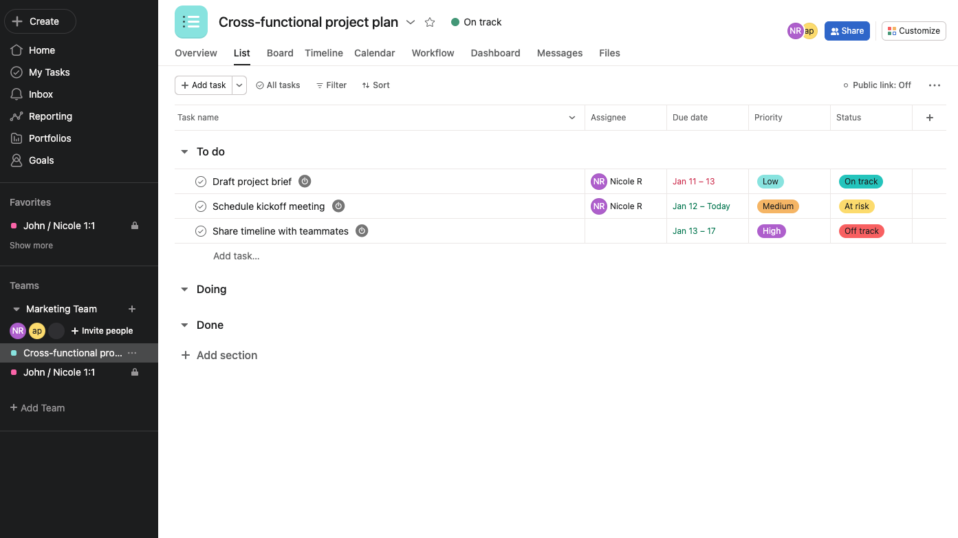 Asana, our pick for the best user-friendly enterprise project management software