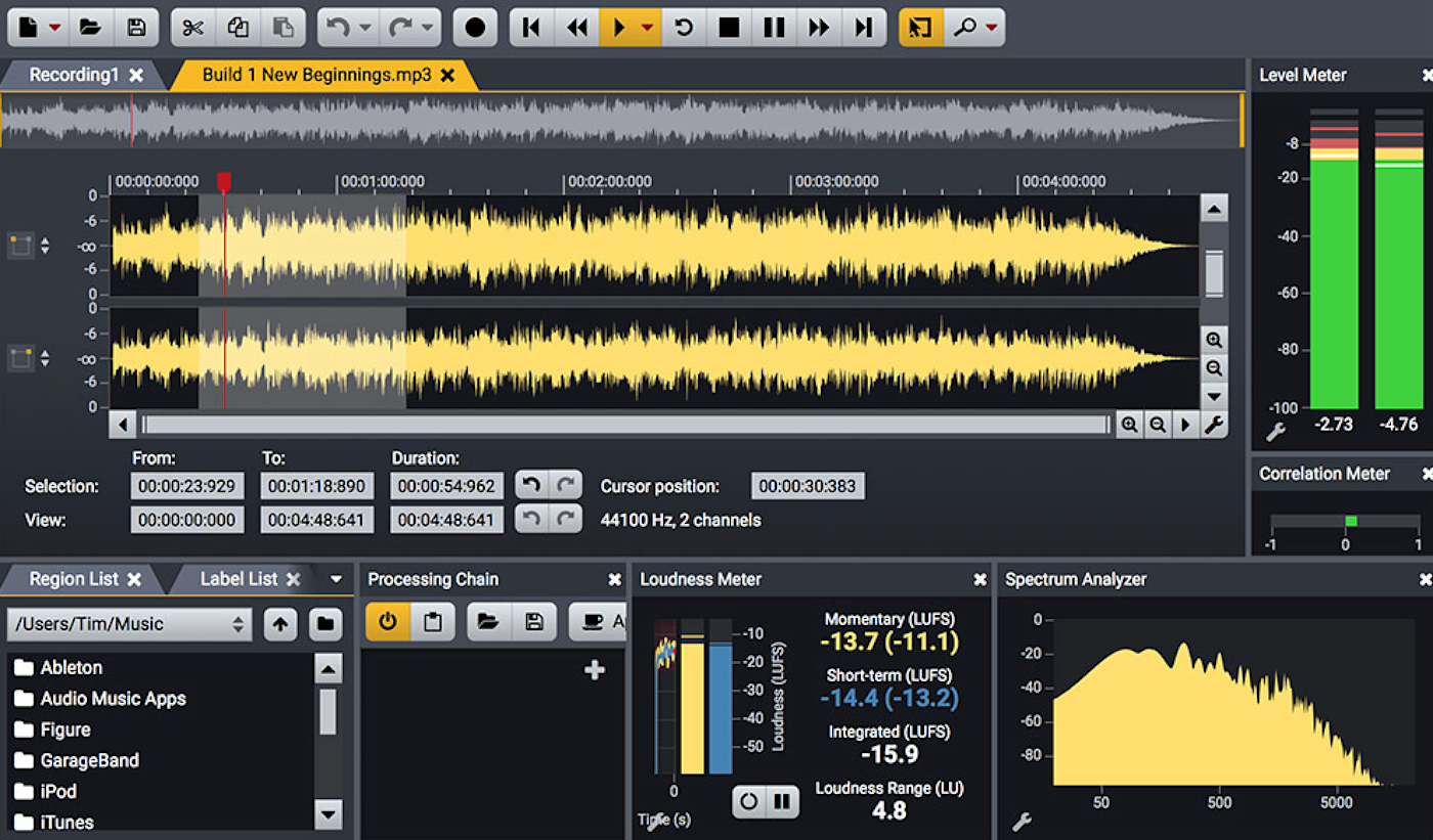 Acoustica Standard Edition interface