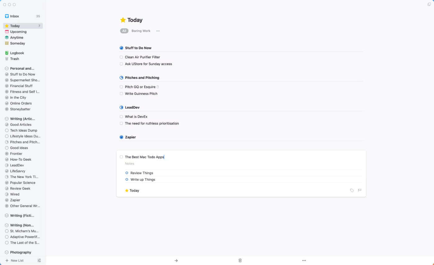 Things, our pick for the best to-do list app with elegant design
