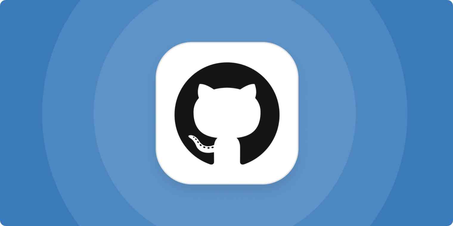 Hero image for GitHub app tips with the GitHub logo on a blue background