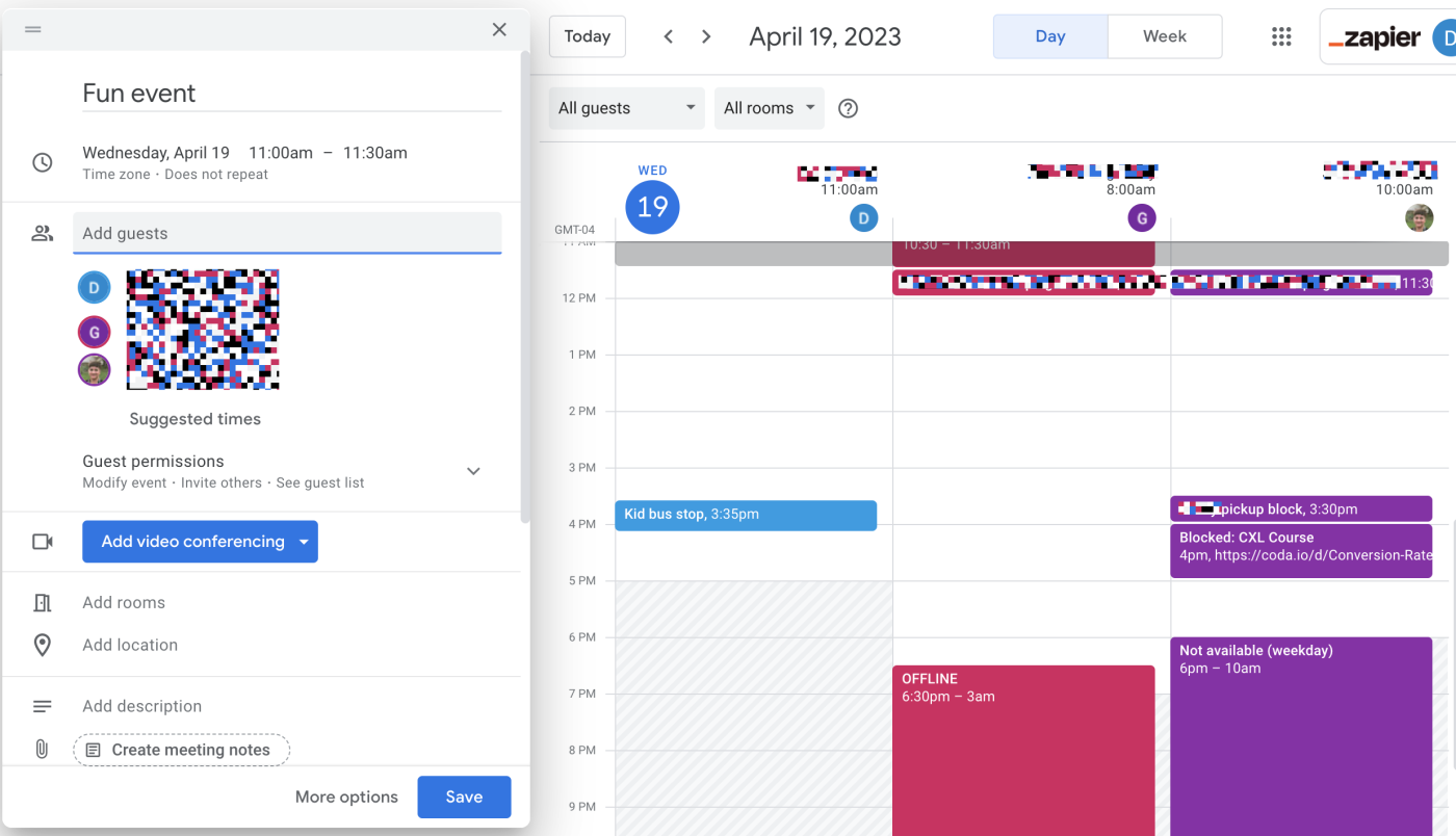 The Find a time feature in Google Calendar
