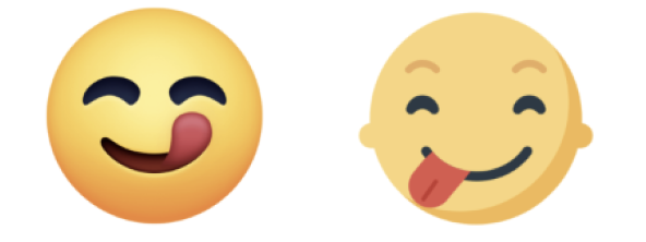 Facebook and Mozilla renditions of the face savoring food emoji