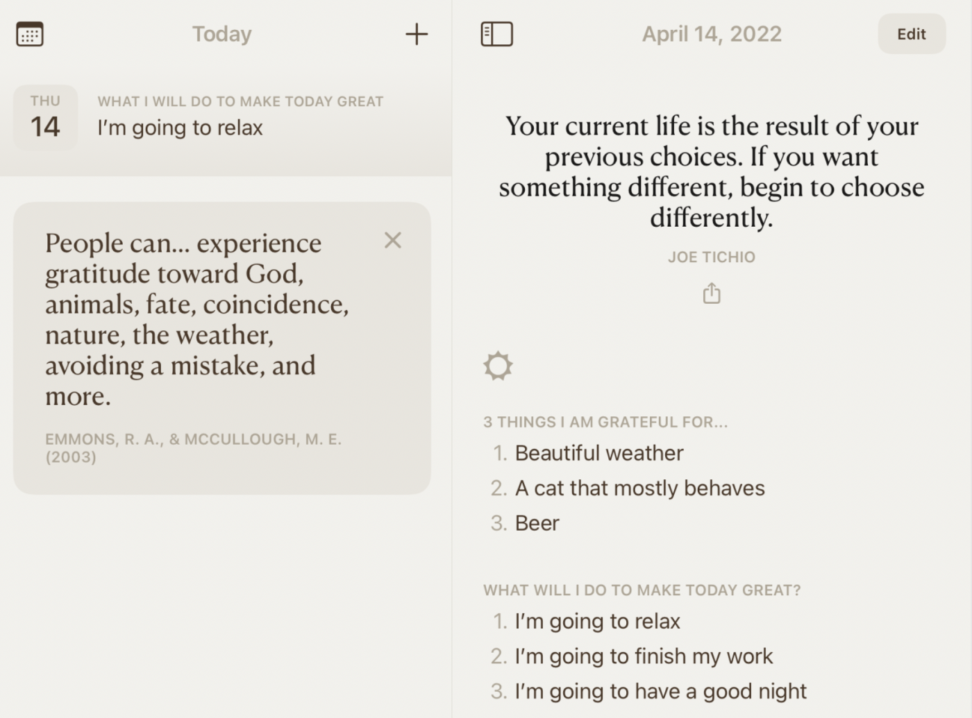 Five Minute Journal, our pick for the best journal app for beginners