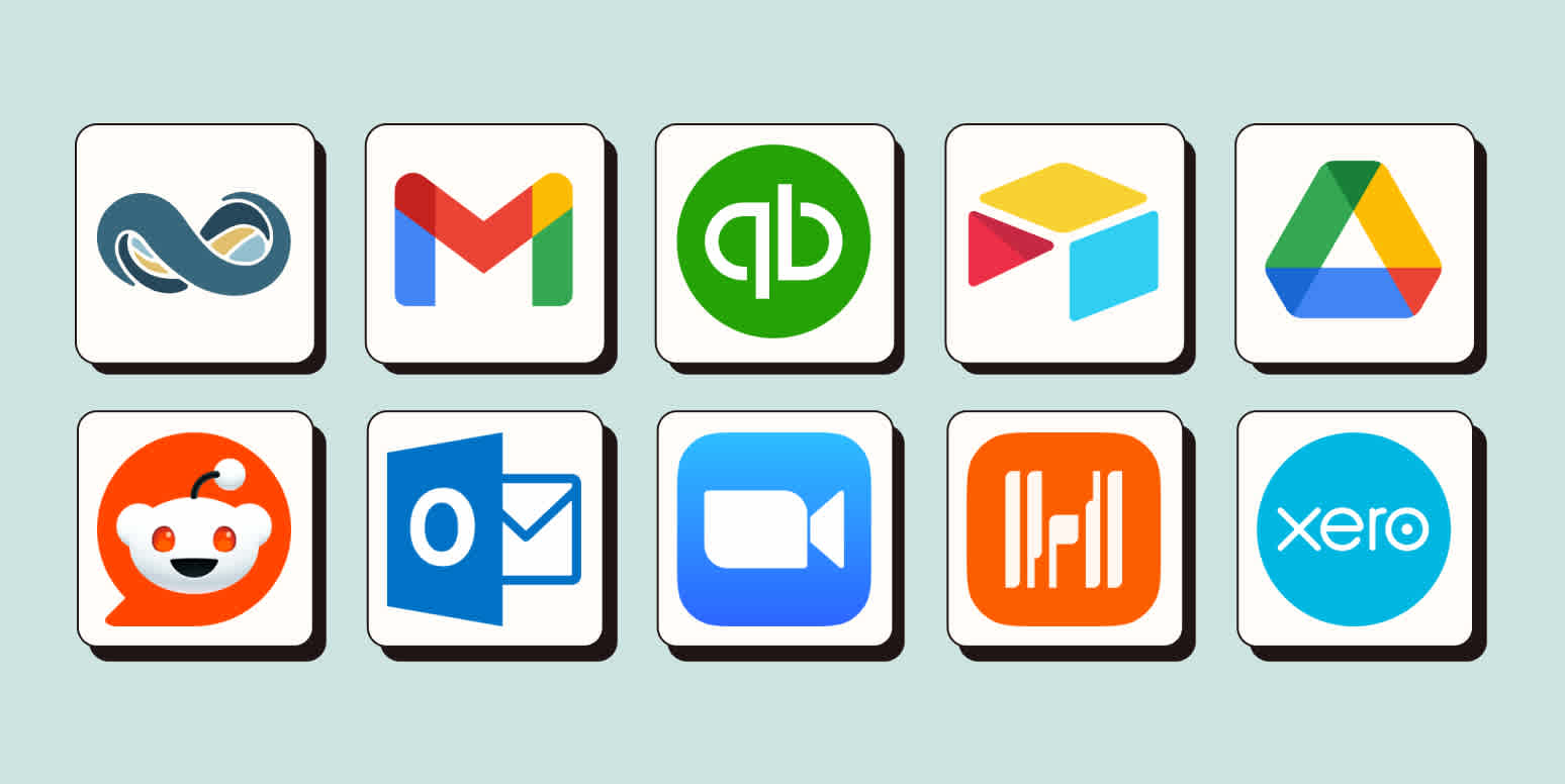 Hero showcasing Netsuite, Gmail, and other new and updated app integrations on Zapier.