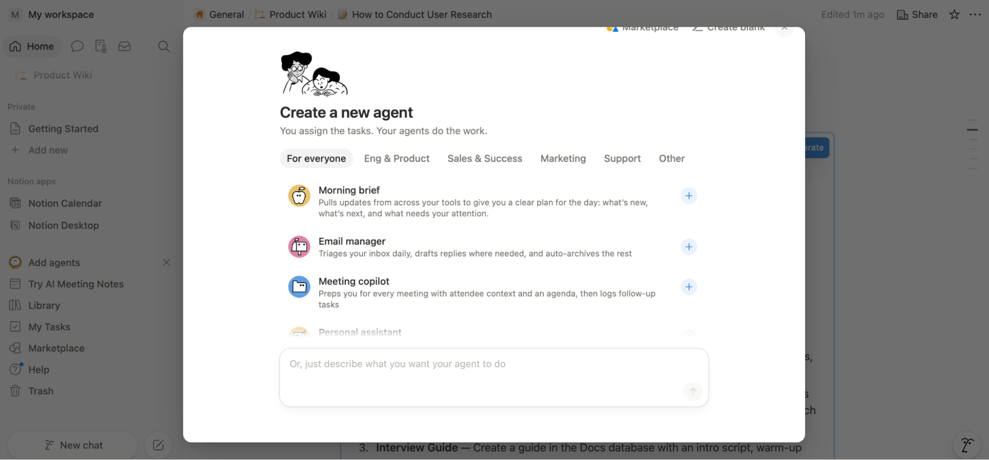 Notion, our pick for the best AI notes app for building an AI assistant