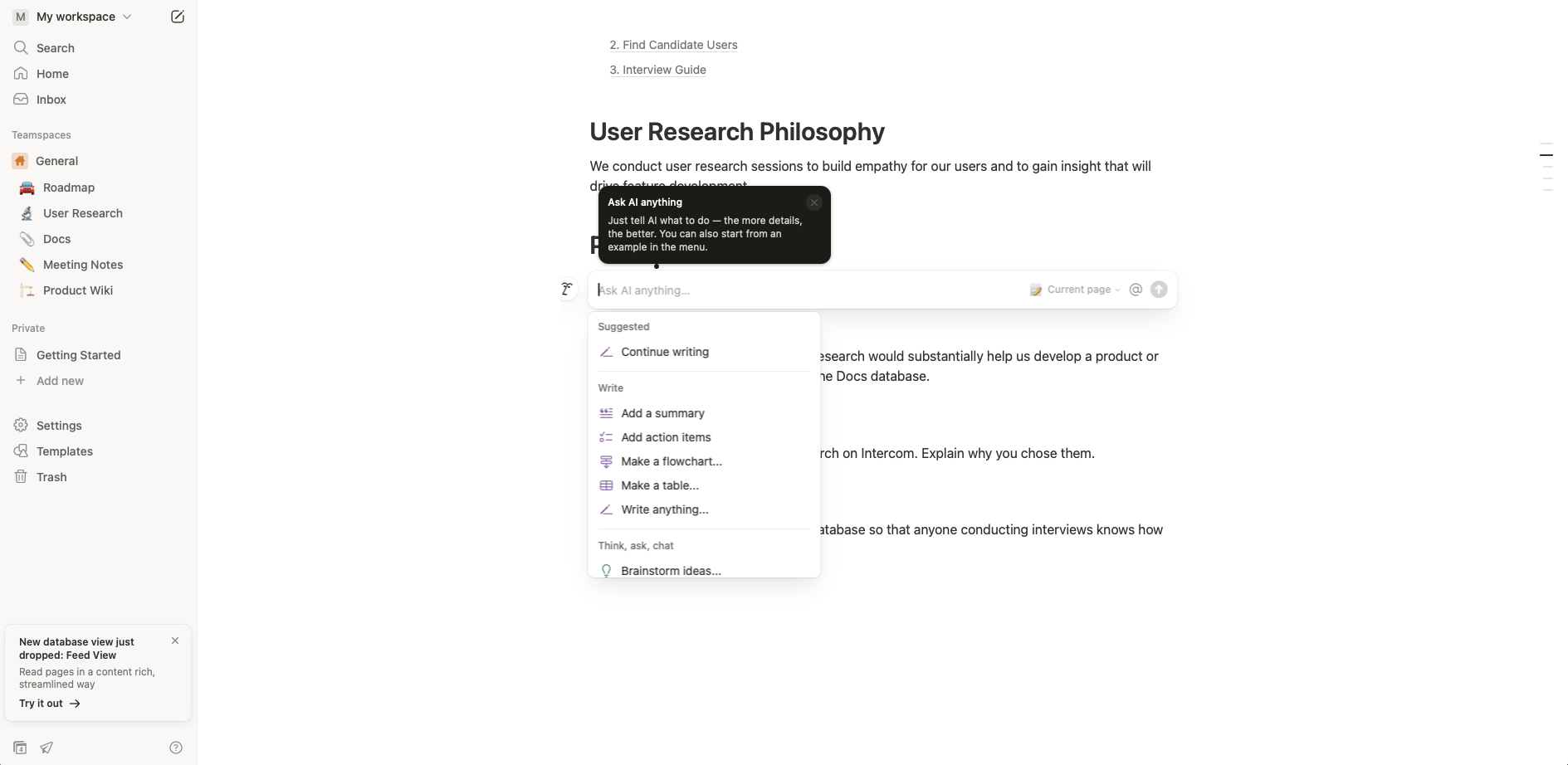 Notion, our pick for the best AI notes app for creating a second brain