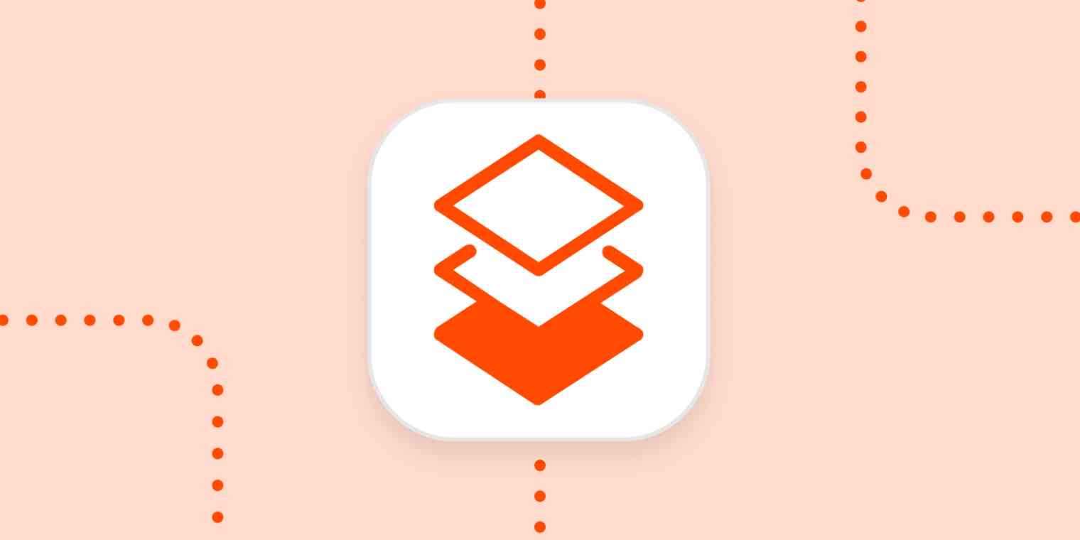 An icon for copying and pasting that looks like stacked diamonds in a white square on a pale orange background.
